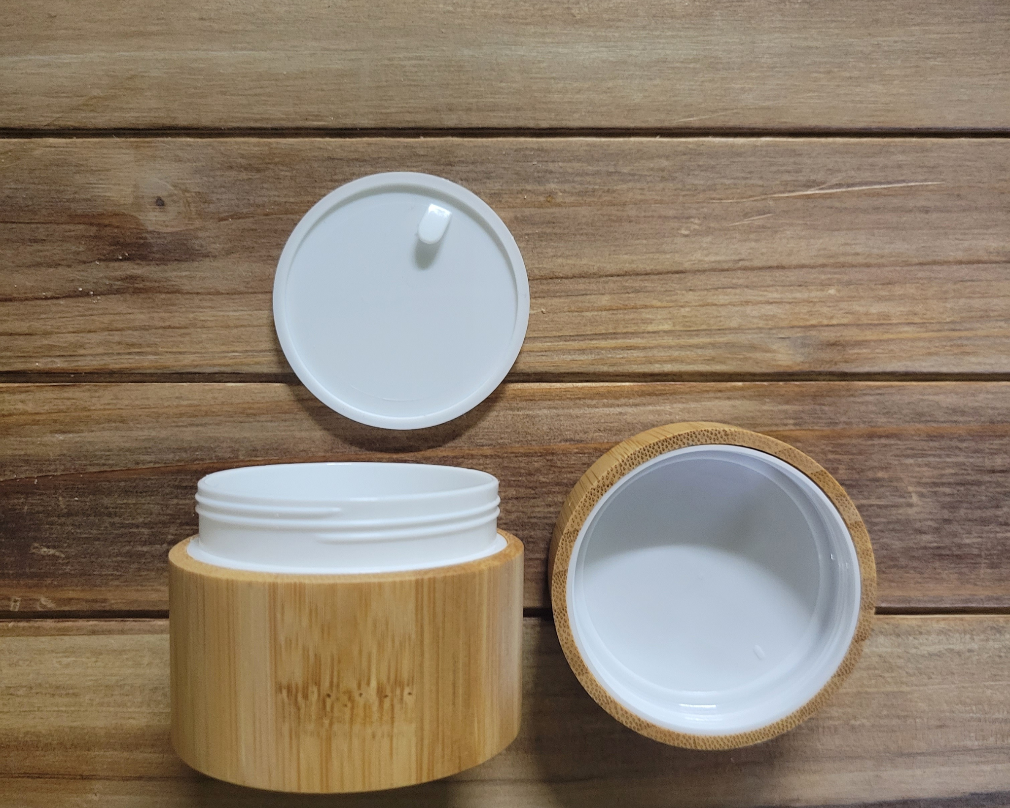 Aluminum Cosmetic Face Cream Container Jar With Bamboo Wood Lid